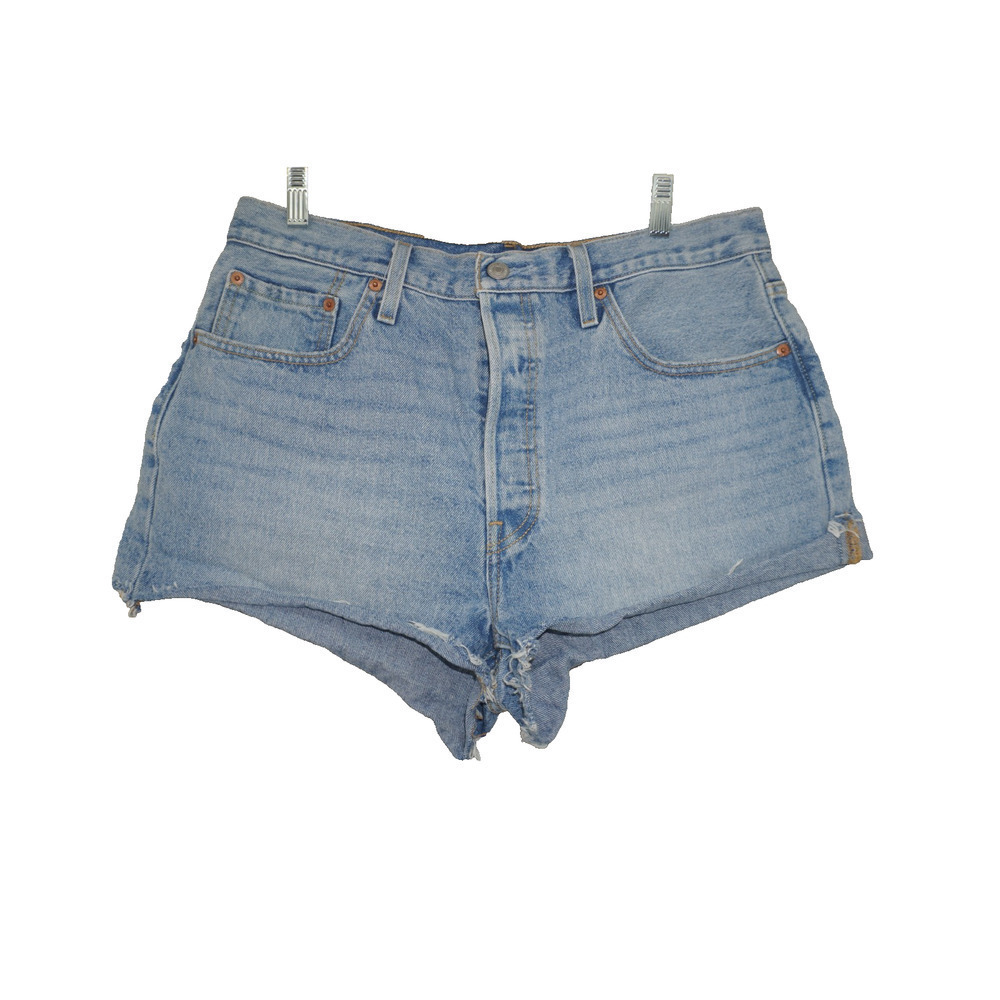 Levi’s 501 High Rise Cutoff Shorts W32 Light Wash Denim Raw Hem Distressed VTG